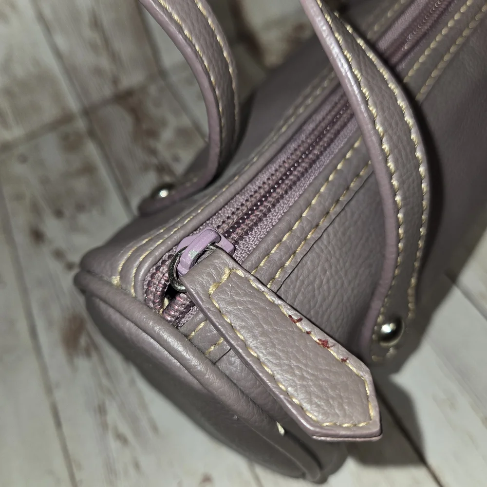 Nine West Powder Lavender Mini Barrel Purse Double Strap w/ Mirror Small Handbag - Picture 3 of 13